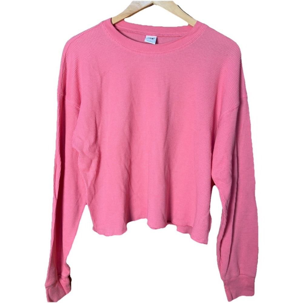Aritzia TNA Pink Waffle Loungewear Set Pajamas Casual Size Large EUC - Picture 6 of 7
